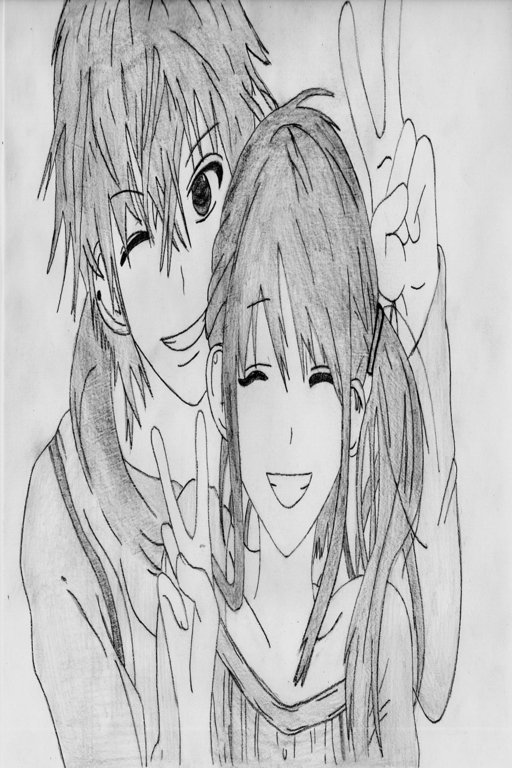 Anime couple drawing  Romantic couple pencil sketches, Anime