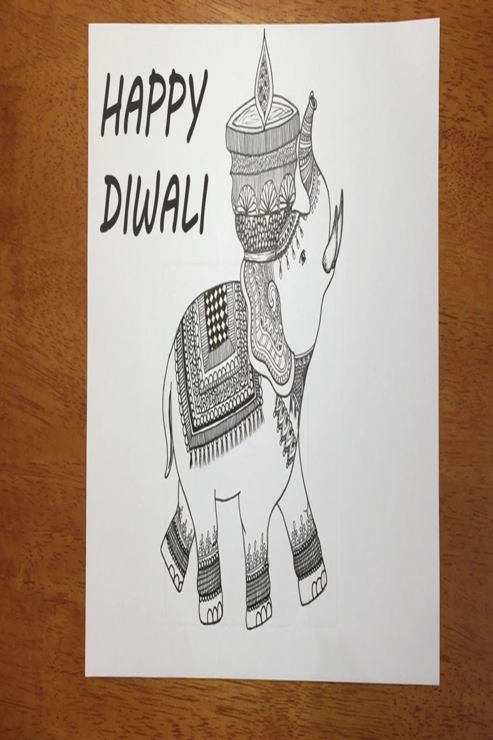 Baby Elephant with diya  Diwali drawing  Step by step tutorial  Elephant  Mandala  Zentangle Art