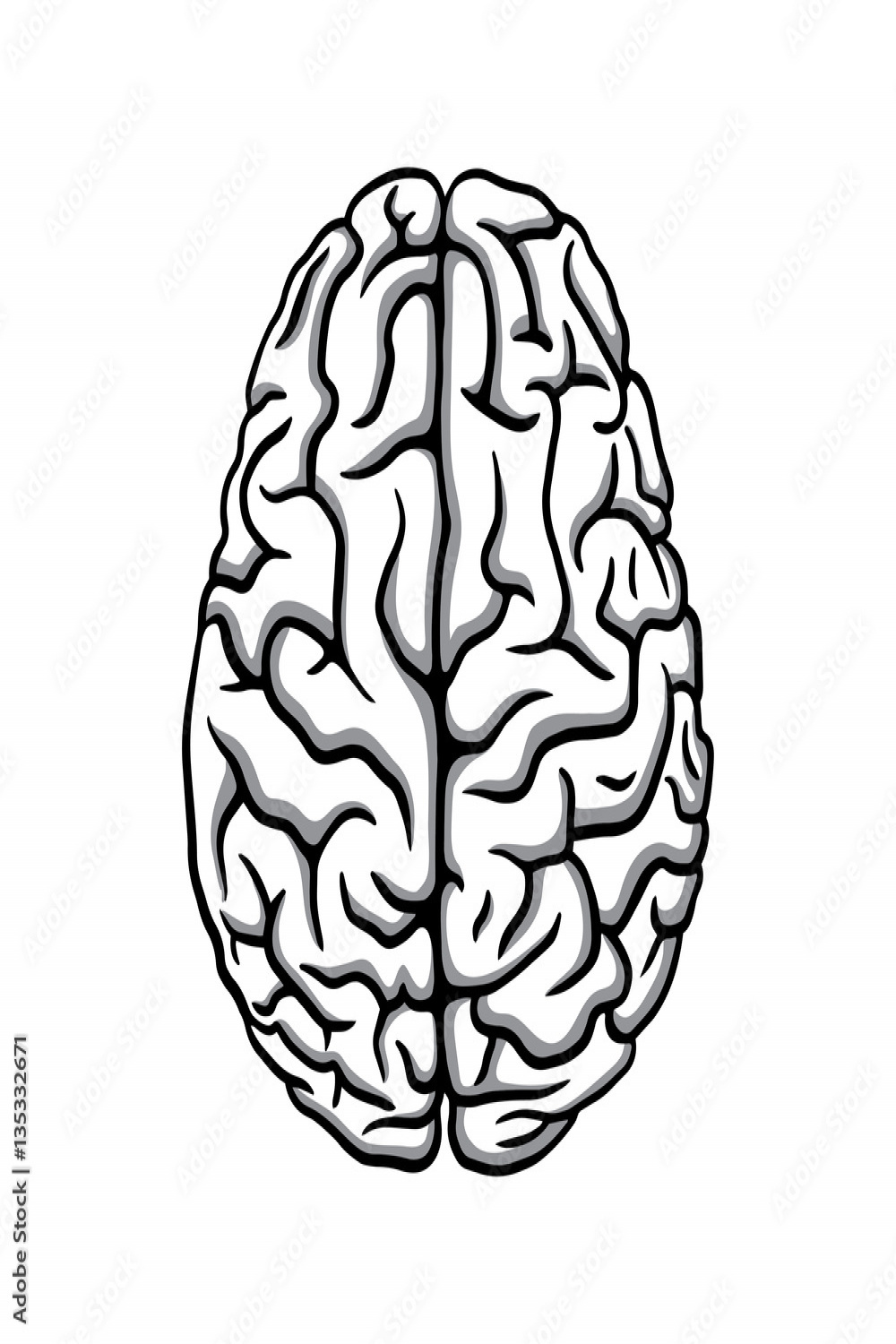 Black & white human brain illustration Stock-Vektorgrafik  Adobe