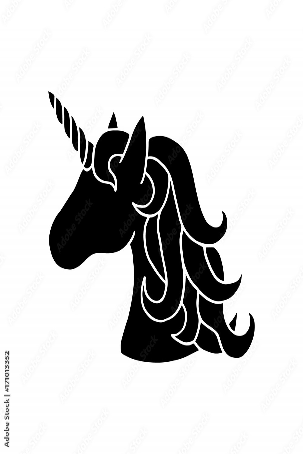 Black silhouette of unicorn