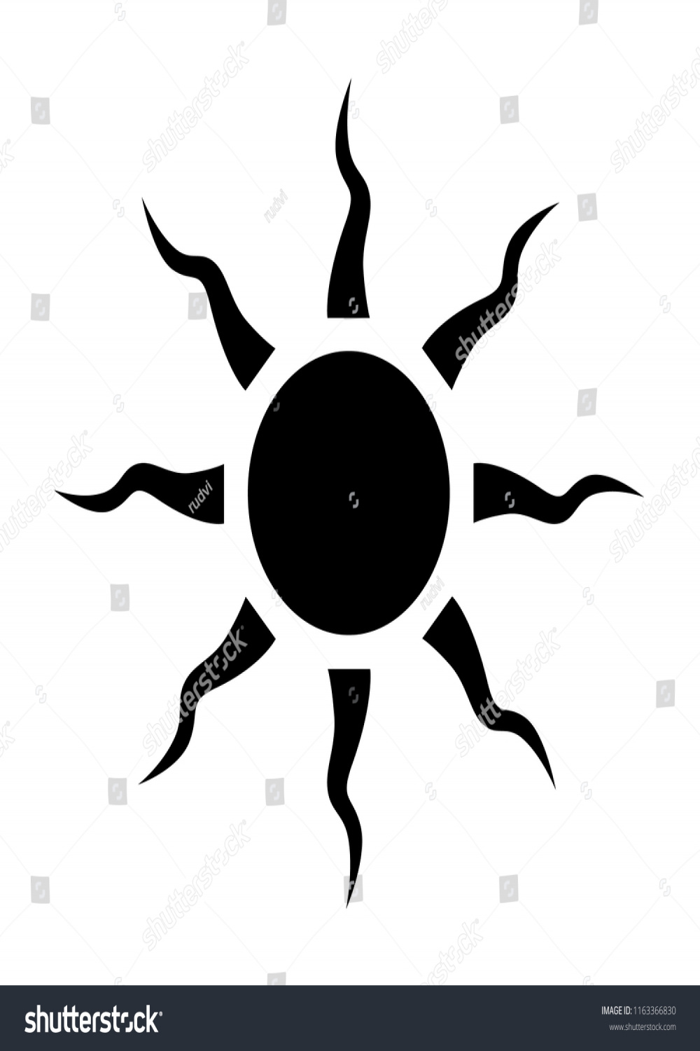 Black Sun Art Tattoo Design Icon: Stock-Vektorgrafik (Lizenzfrei