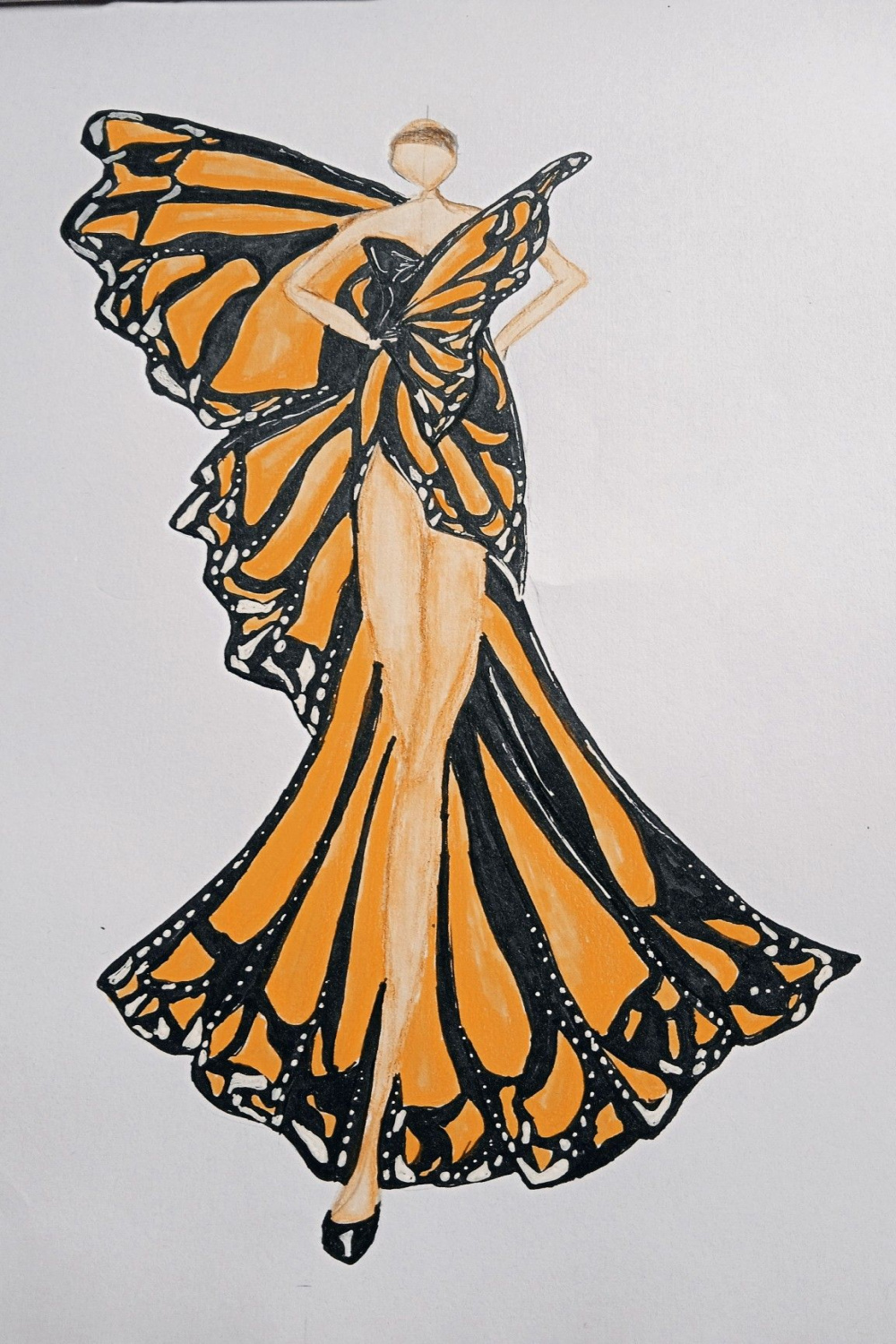 Butterfly dress 🦋/ illustration/ fashion designing  Butterfly