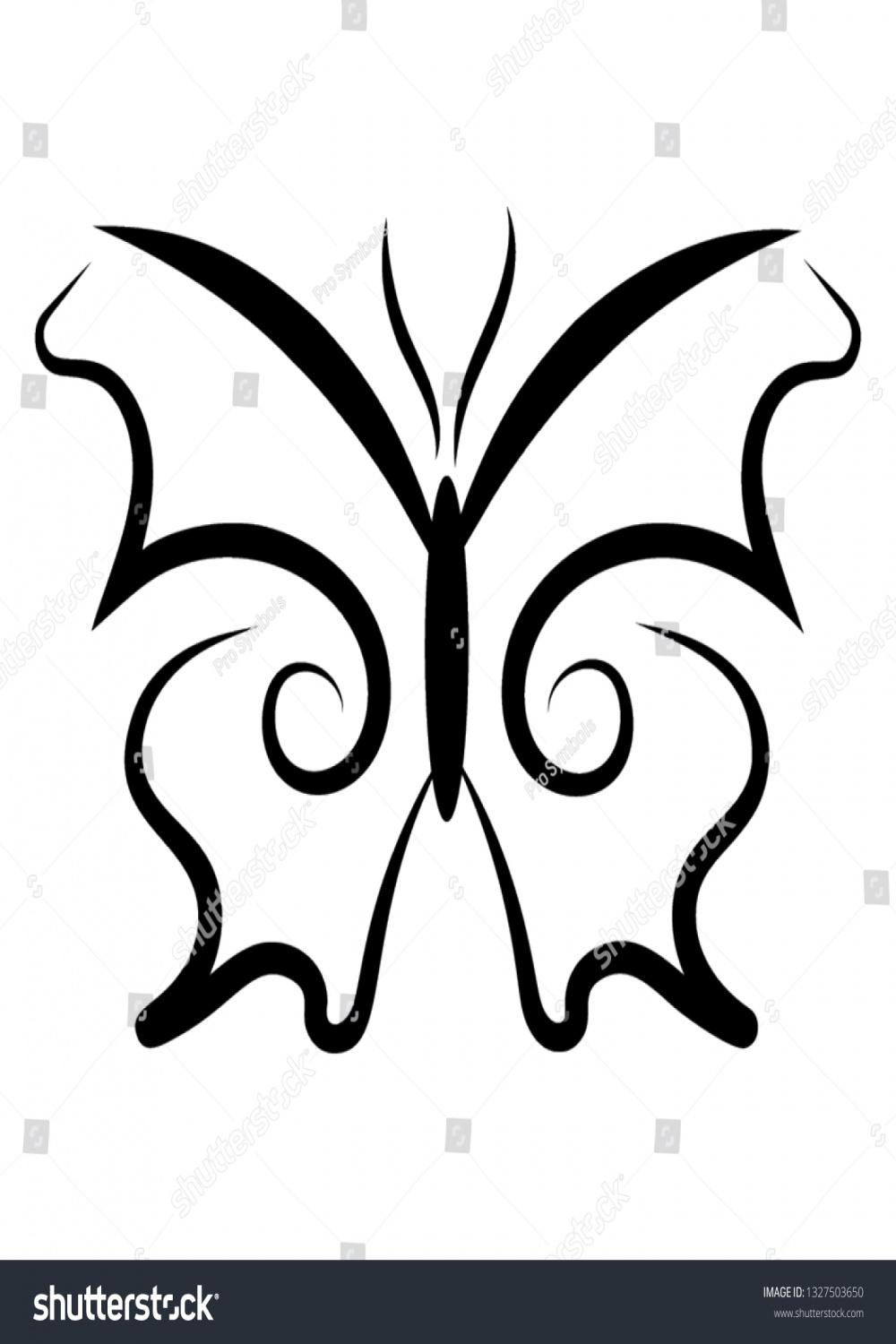 Butterfly Symbol Butterfly Drawing Icon Stock Vector (Royalty Free