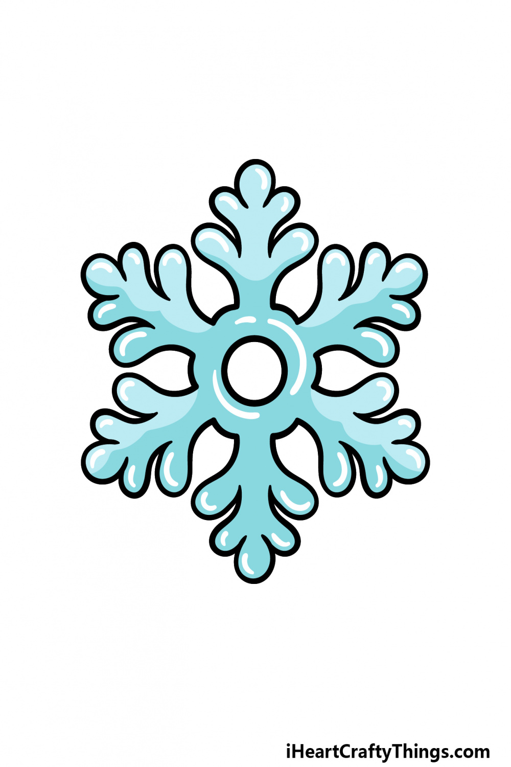 Cartoon Snowflake Drawing - How To Draw A Cartoon Snowflake Step