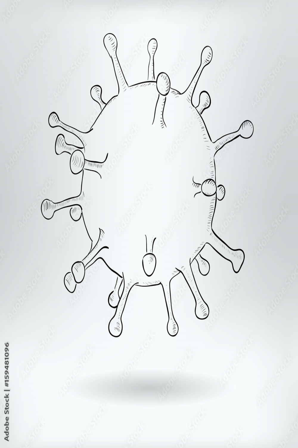 Cartoon Symbol of Virus - Science Virology Concept - Drawing