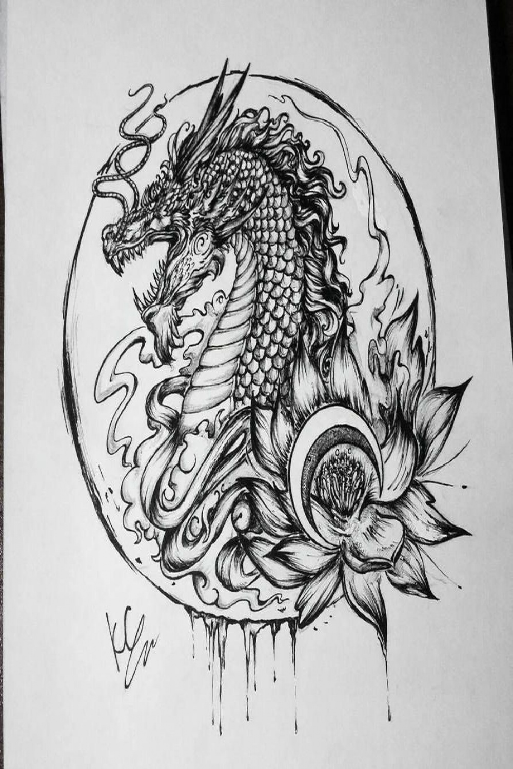 Chinese dragon by KiraCold  Black ink art, Chinese dragon, Black