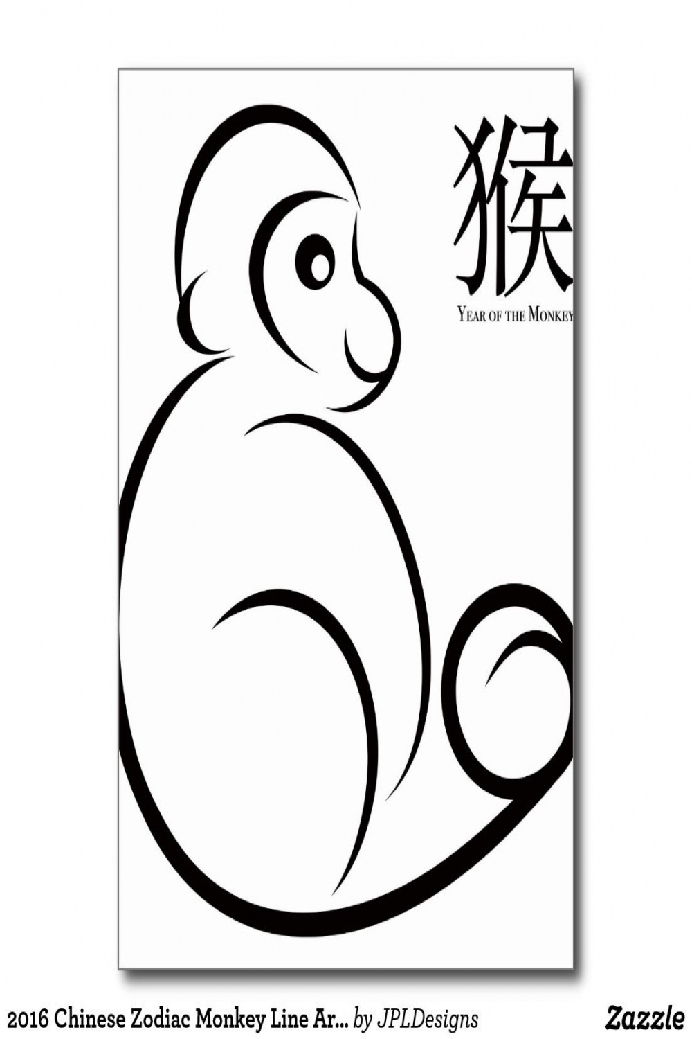 Chinese Zodiac Monkey Line Art Drawing Postcard  Zazzle