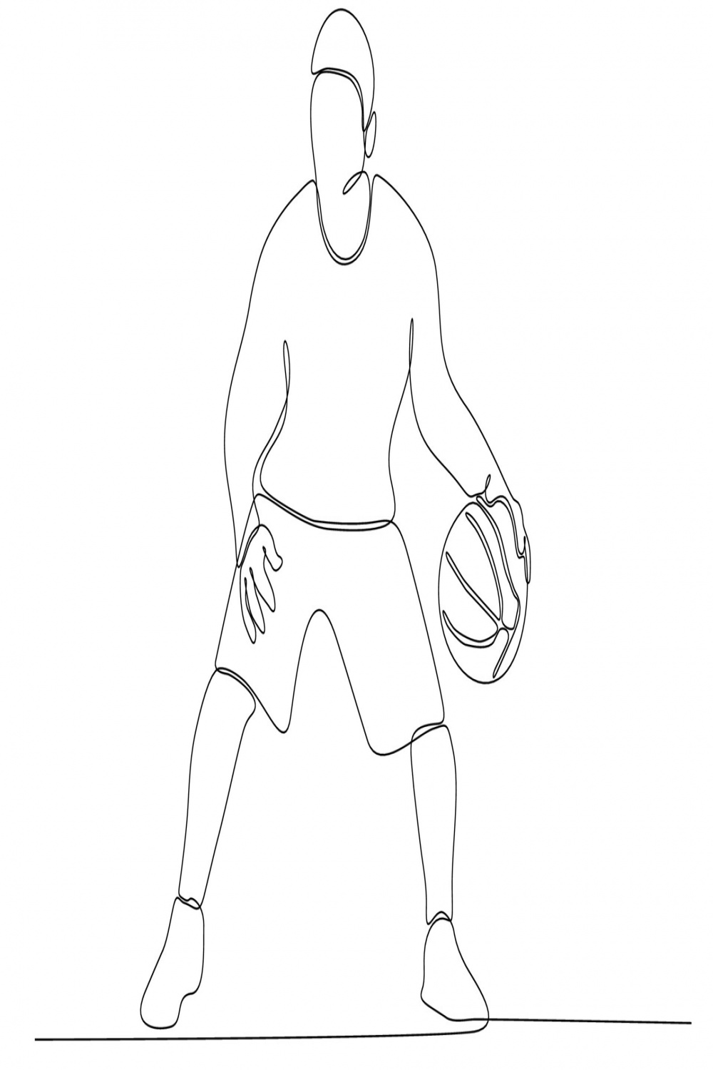 Continuous line art of man playing basketball  Vector Art