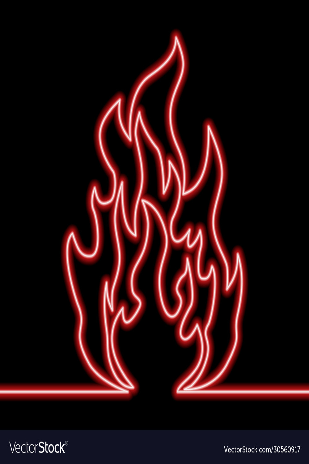 Continuous line drawing burning fire neon concept Vector Image