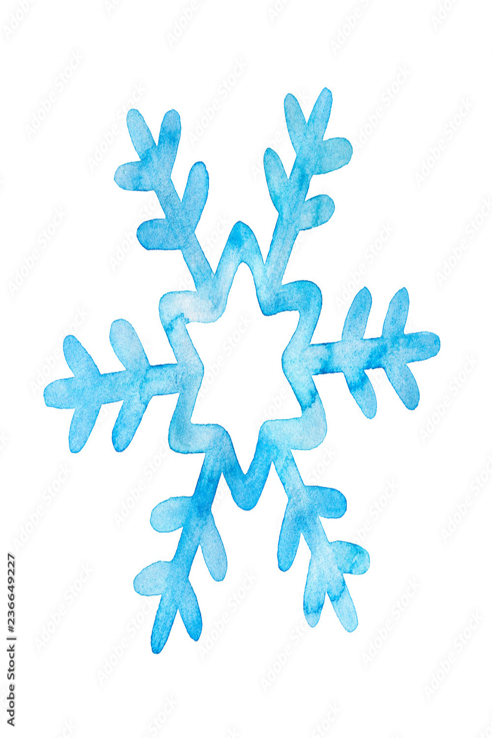 Cute festive snowflake watercolor illustration