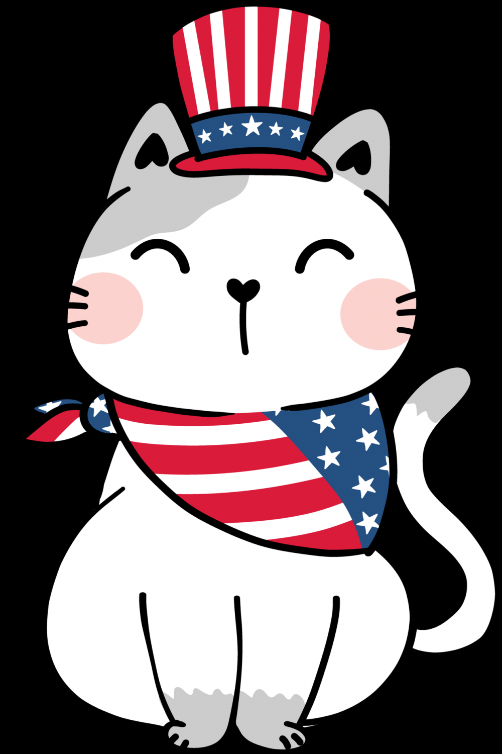 Cute happy funny playful kitten cat celebrating th July