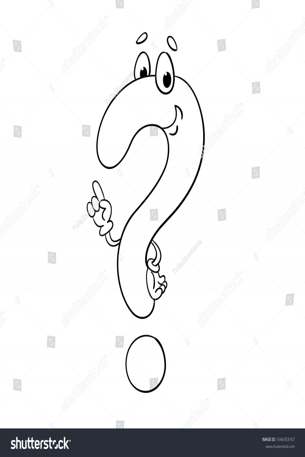 Cute Question Mark Cartoon Style Drawing Stock Vector (Royalty