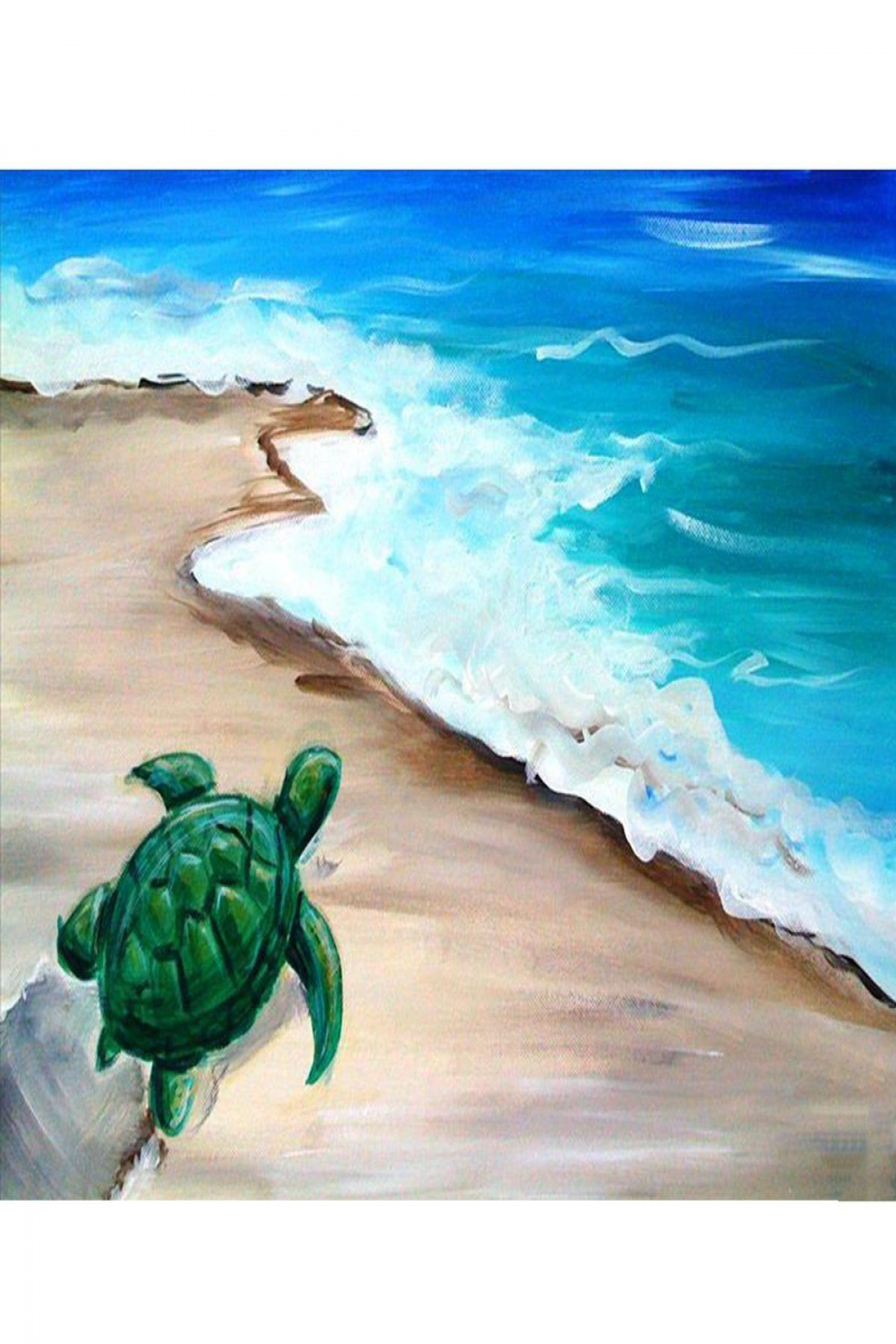 D Diamond Painting Green Turtles on the Beach Paint with Diamonds