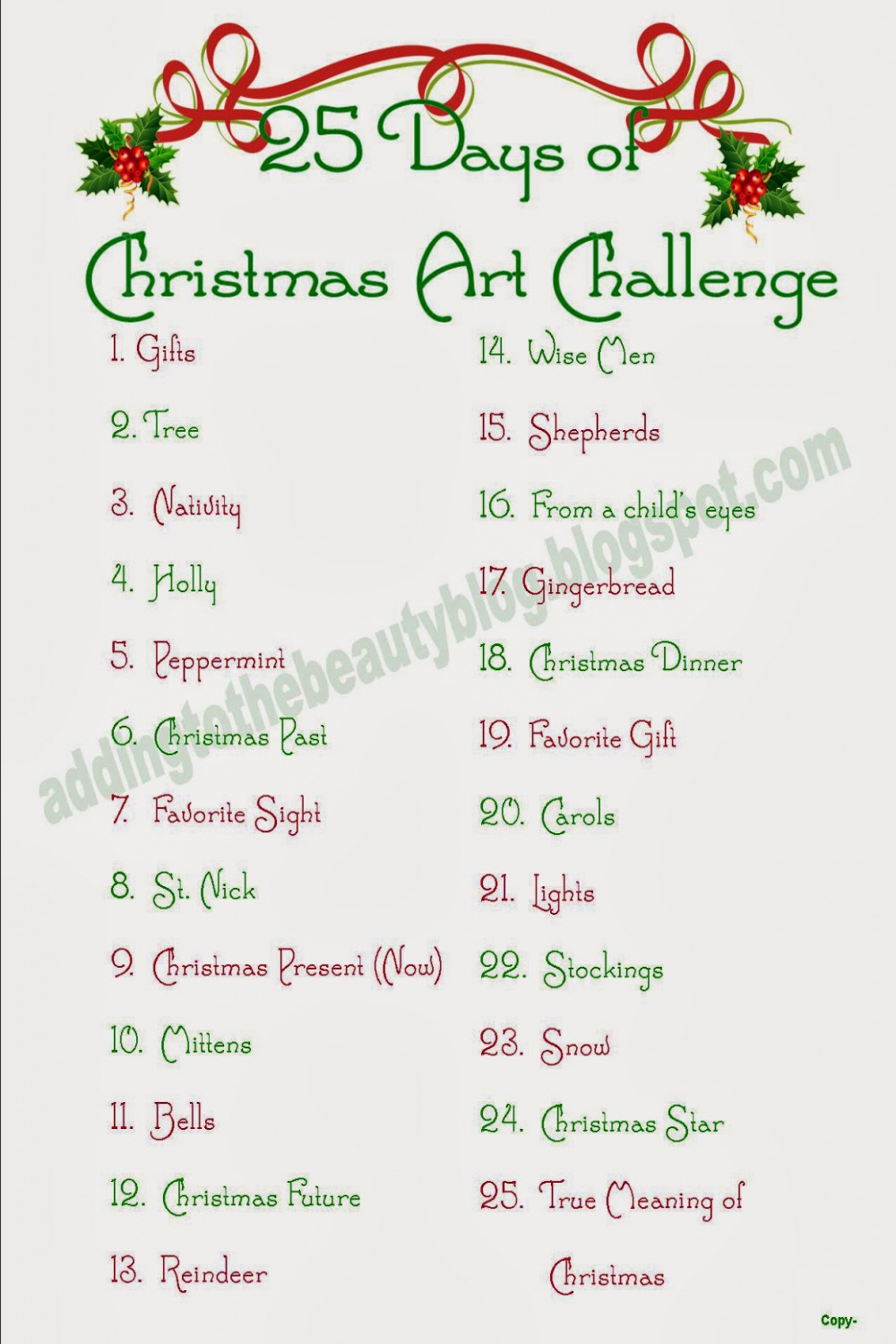 Days of Christmas Art Challenge