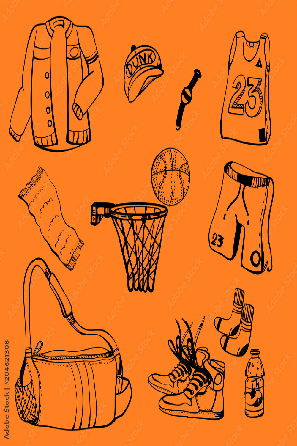 Doodle drawing icon basketball equipment Stock Vector  Adobe Stock