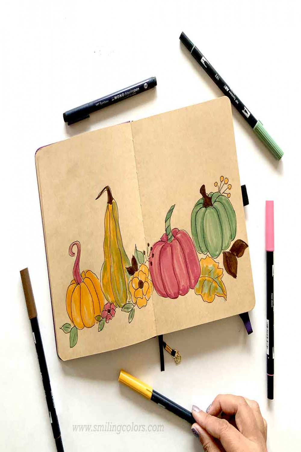 Easy Ideas for a Brown Paper Sketchbook - Smiling Colors