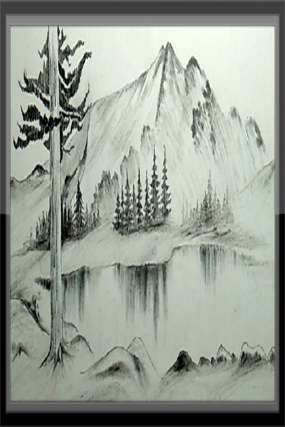 Easy Pencil Drawing Mountain Landscape Scenery Step By step