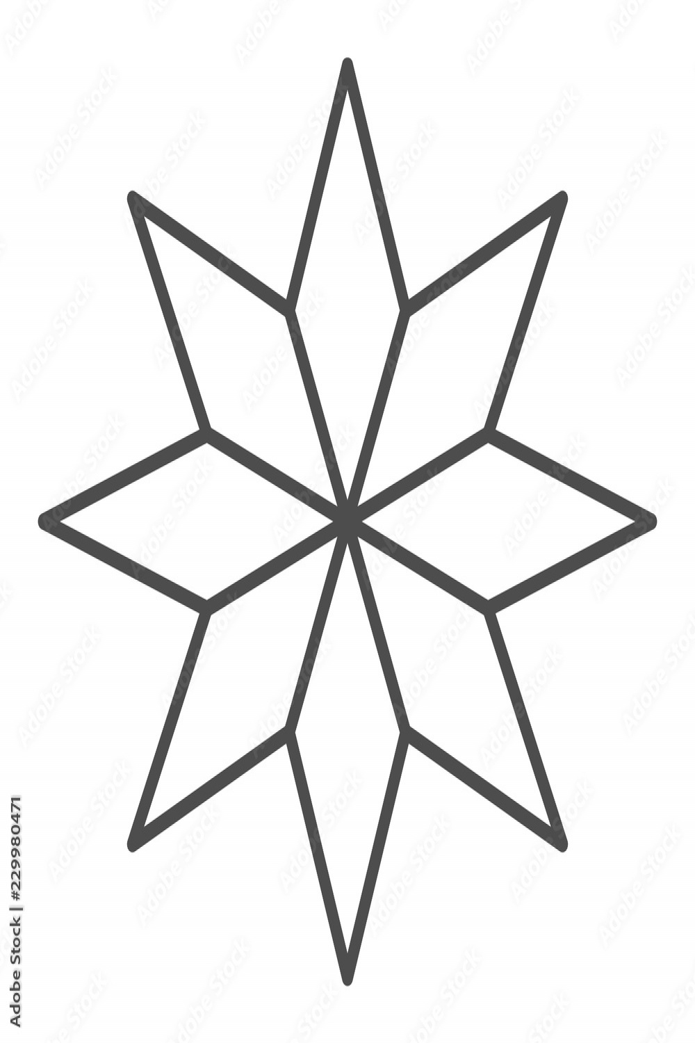 Eight-pointed star thin line icon