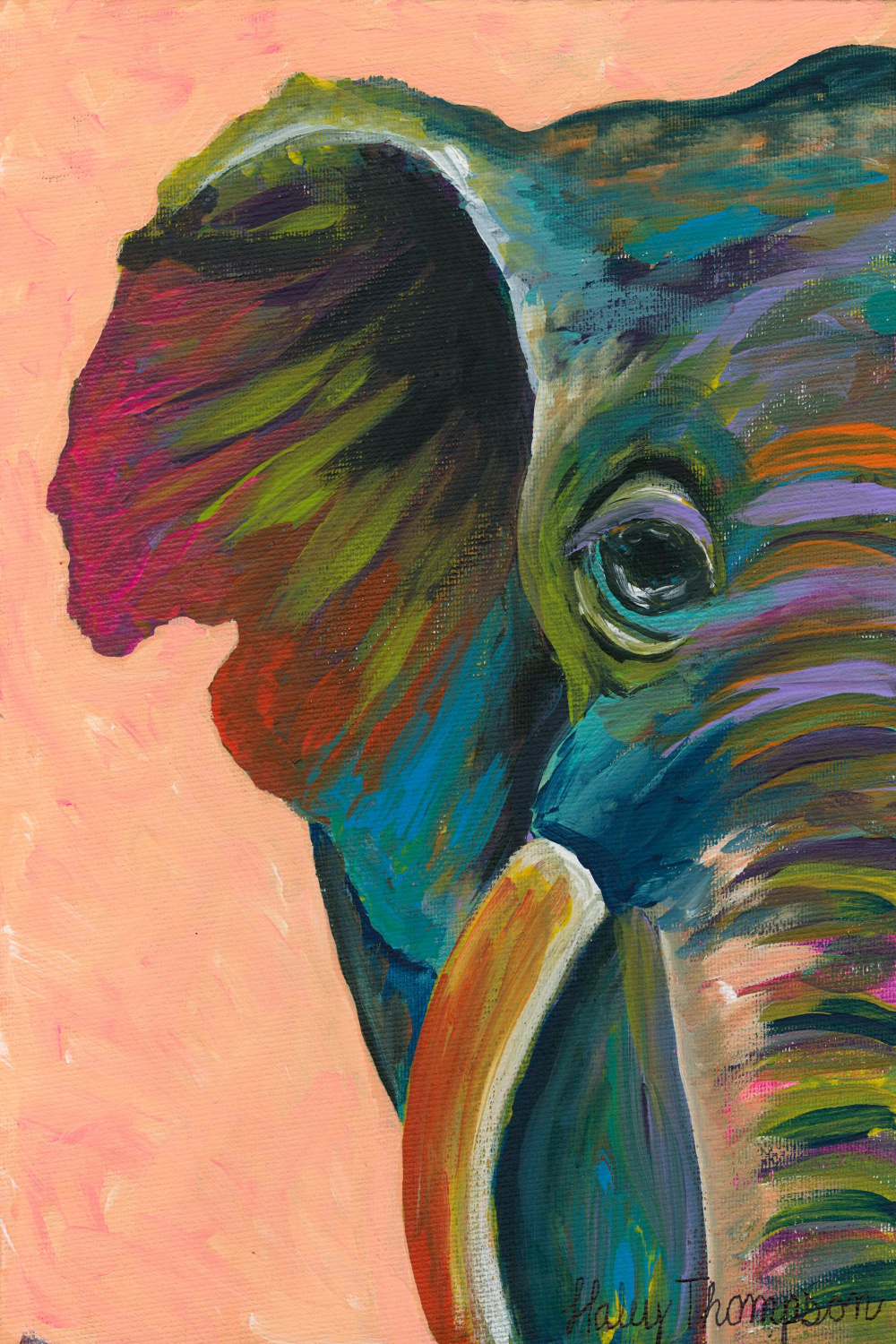 Elephant Half Face Acrylic Painting Prints - Etsy