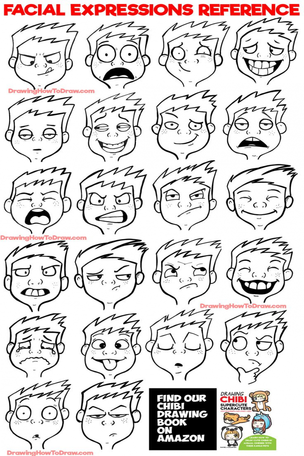 Facial Expressions and Silly Cartoon Faces Reference Sheet - How