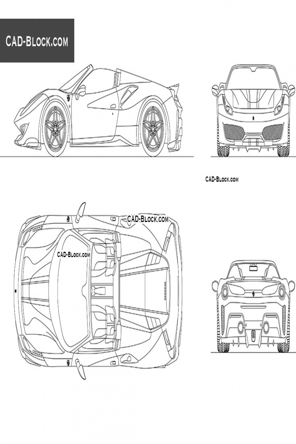 Ferrari  Pista Spider CAD drawings