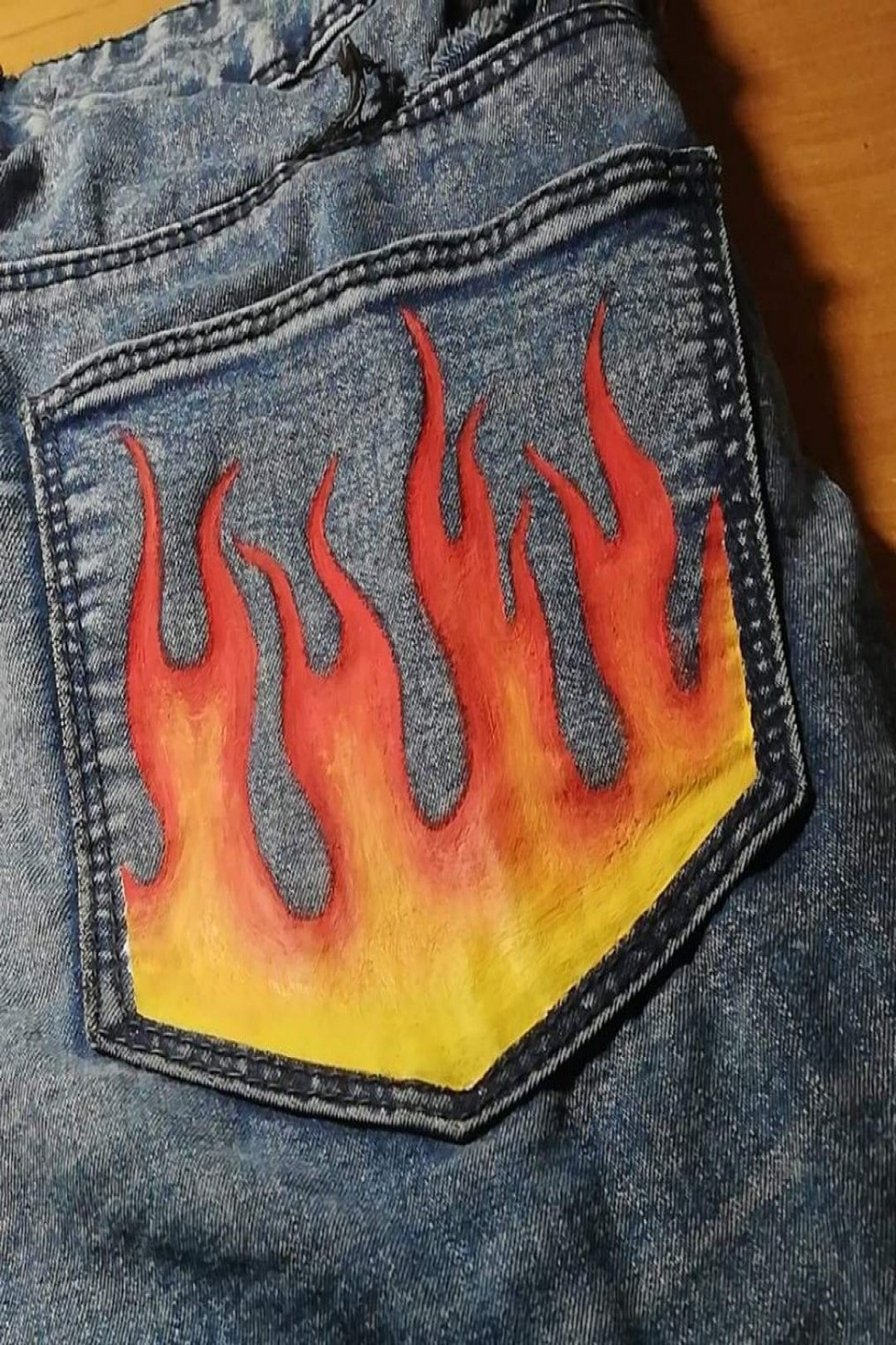 Fire jeans 🔥  Painted jeans, Embroidery jeans diy, Custom jeans diy