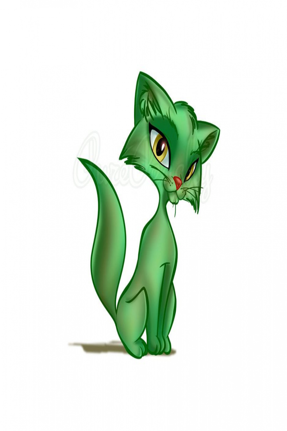 Green Cat by PurePeachy on deviantART  Cats, Cat art, Green