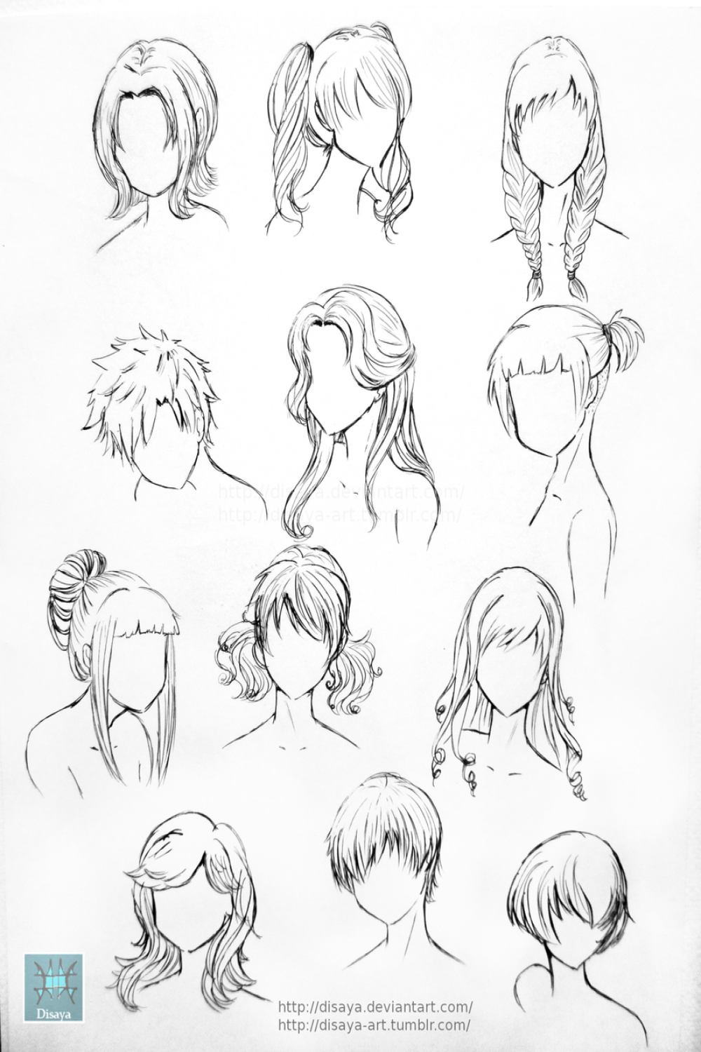 Hair Reference  by Disaya on DeviantArt  Drawing hair tutorial