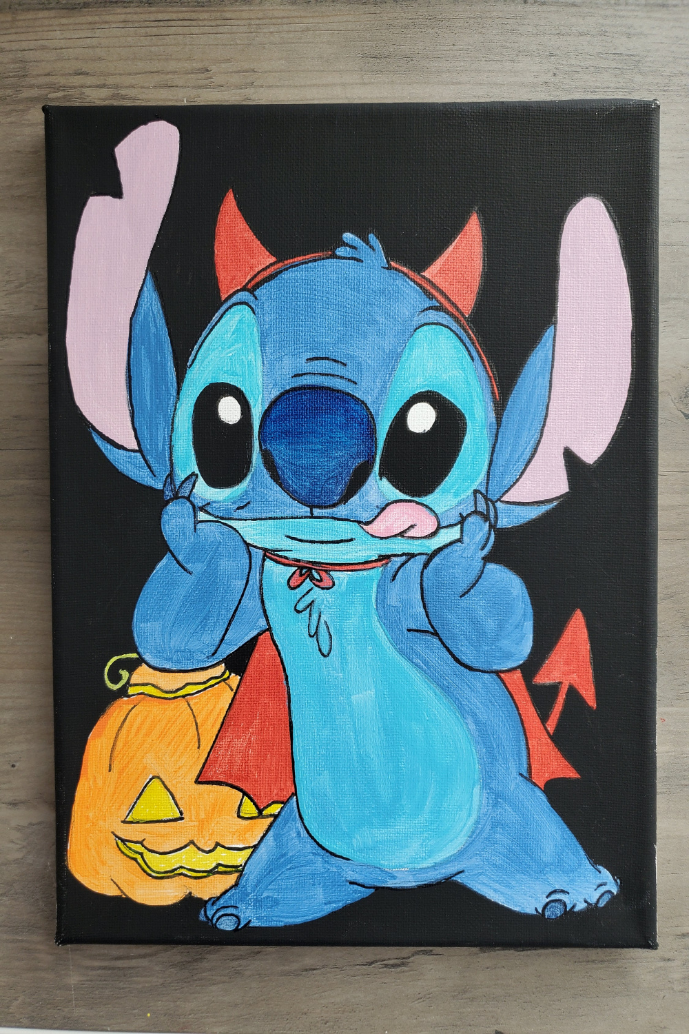 Hand Painted Disney Lilo & Stitch Halloween Painting  x  Fan Art