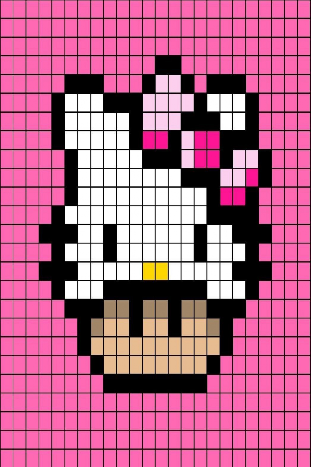 Hello Kitty Mushroom Pixel Art  Pixel art pattern, Pixel art