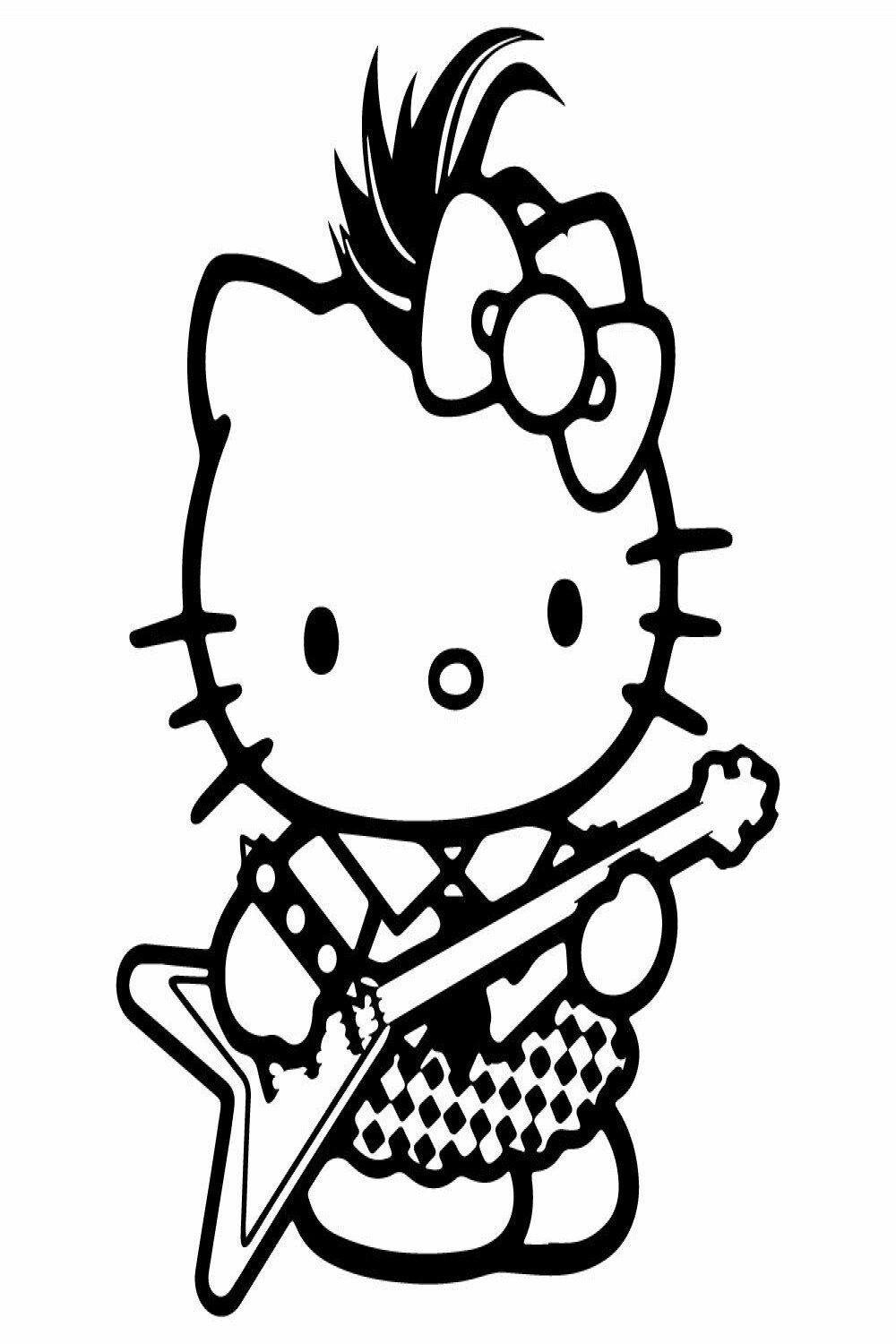 " HELLO KITTY ROCKSTAR Vinyl Decal Sticker Car Window Music Rock n Roll  Guitar