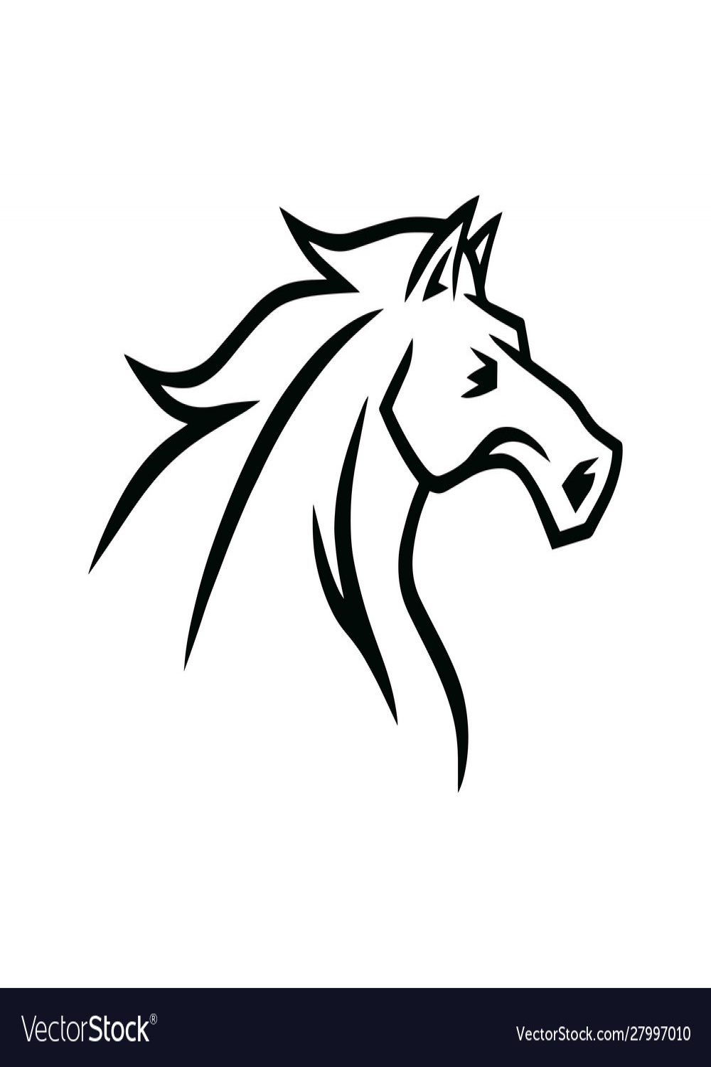 Horse logo mascot line stylized drawing Royalty Free Vector