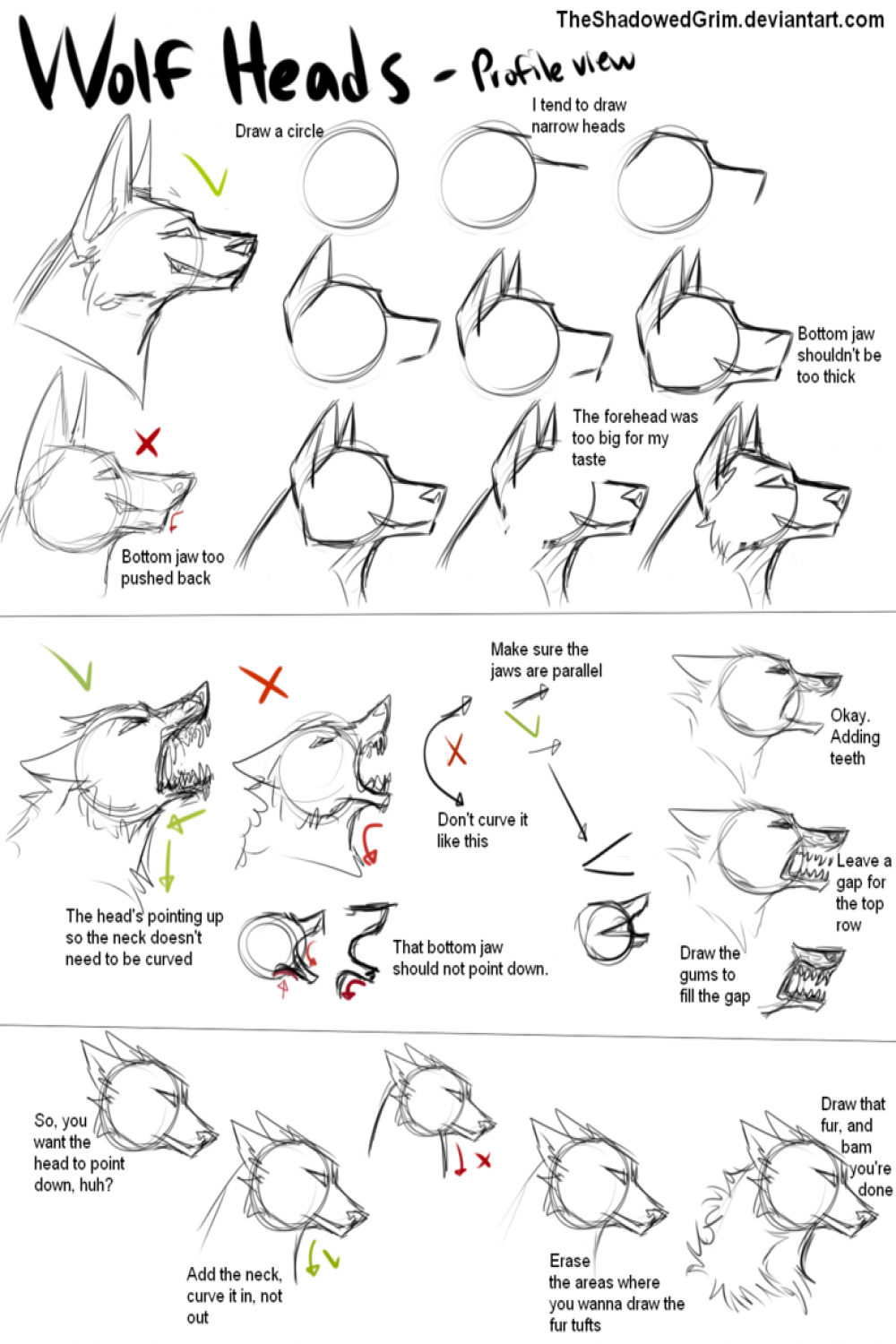 How I draw wolf heads by TheShadowedGrim  Drawing tutorial