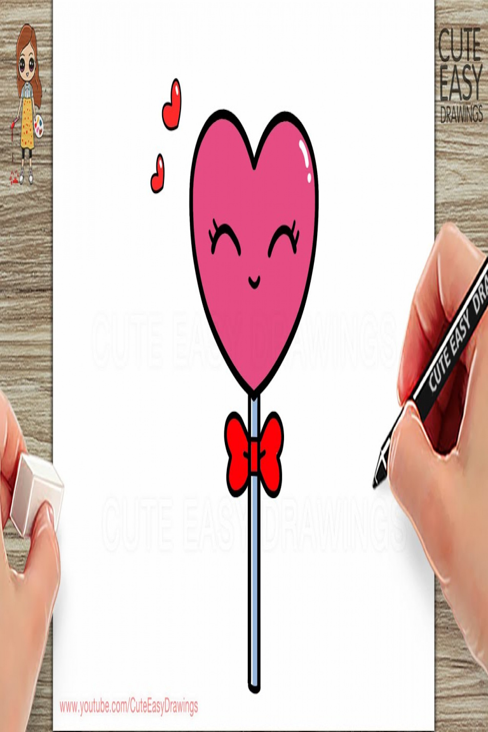 How to Draw a Cute Easy Love Heart Lollipop for Kids Step by Step