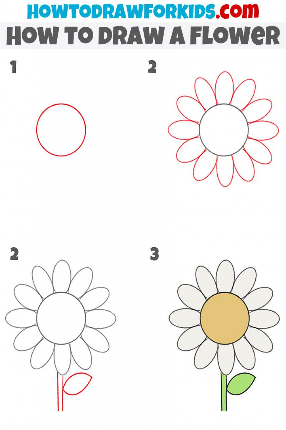 How to Draw a Flower for Kindergarten  Cute easy animal drawings