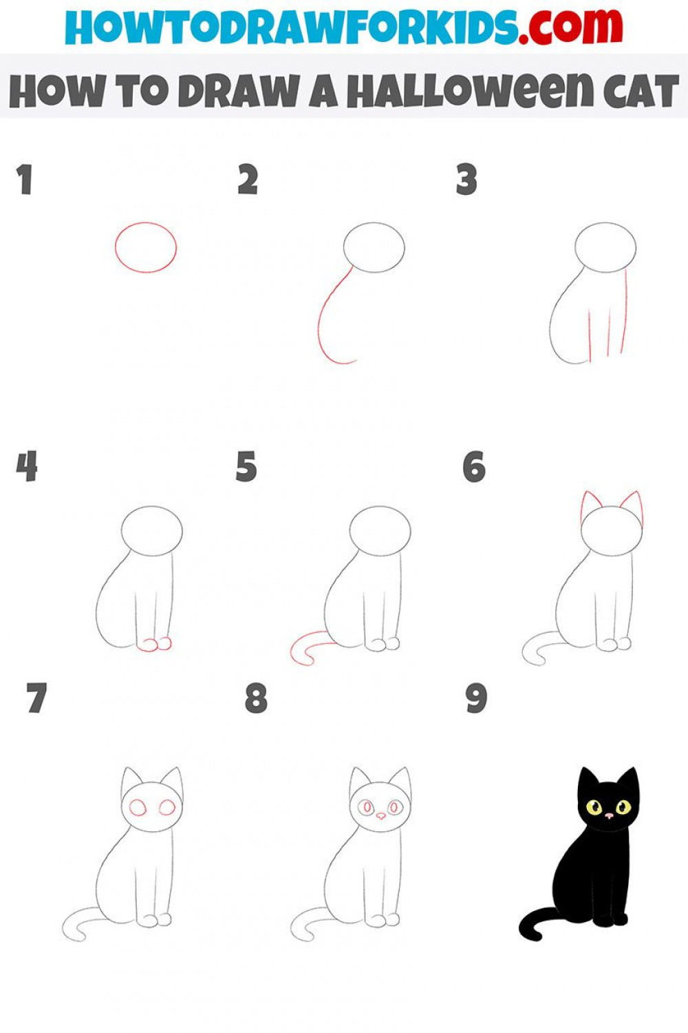 How to Draw a Halloween Cat  Easy halloween drawings, Cute