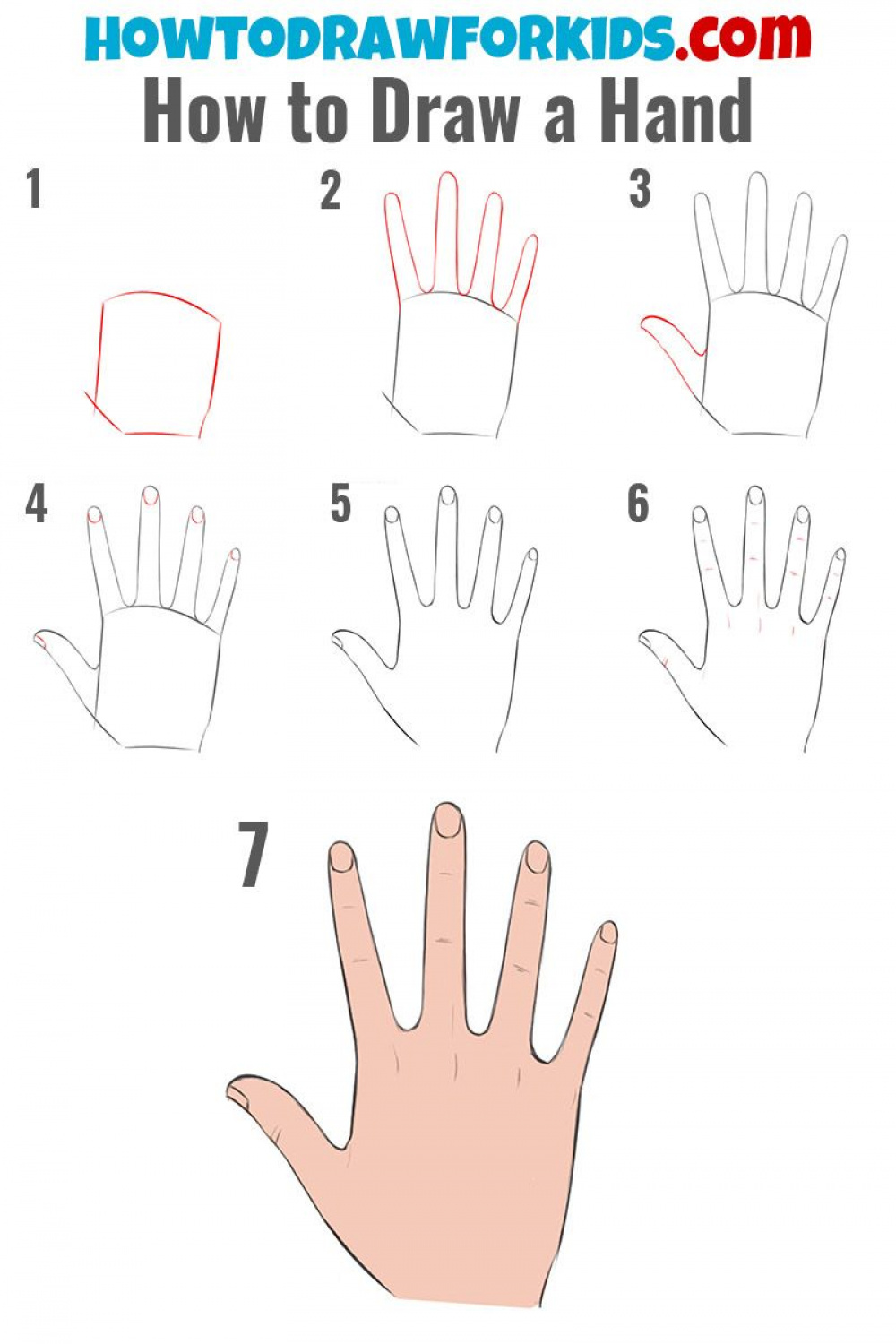 How to draw a hand easy for kids  Easy hand drawings, How to draw