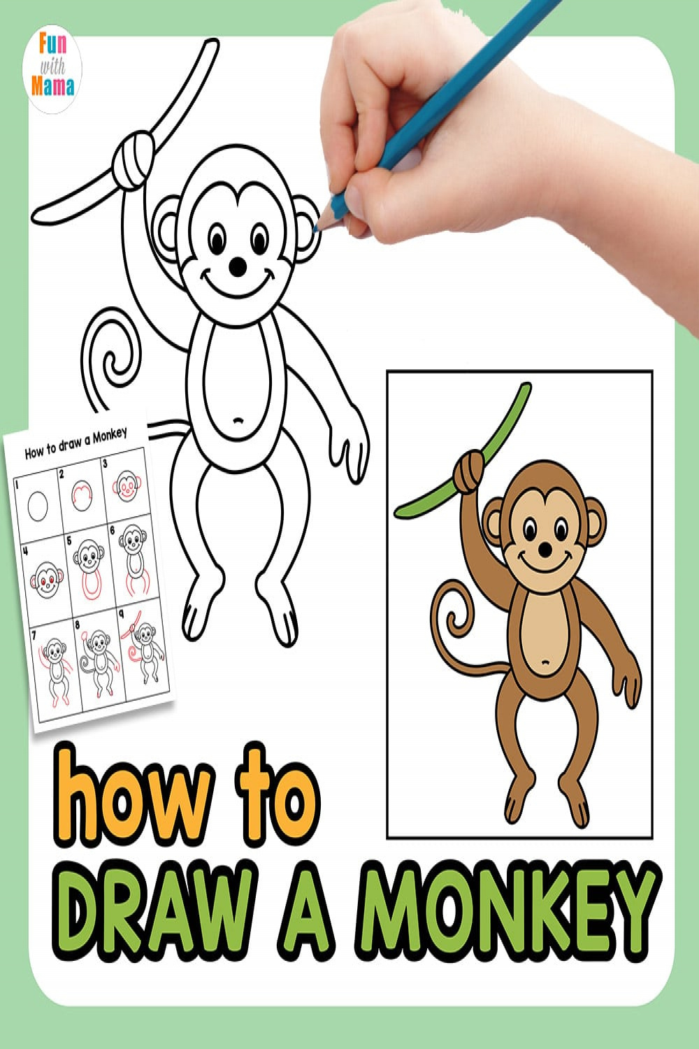 How to draw a monkey - Fun with Mama