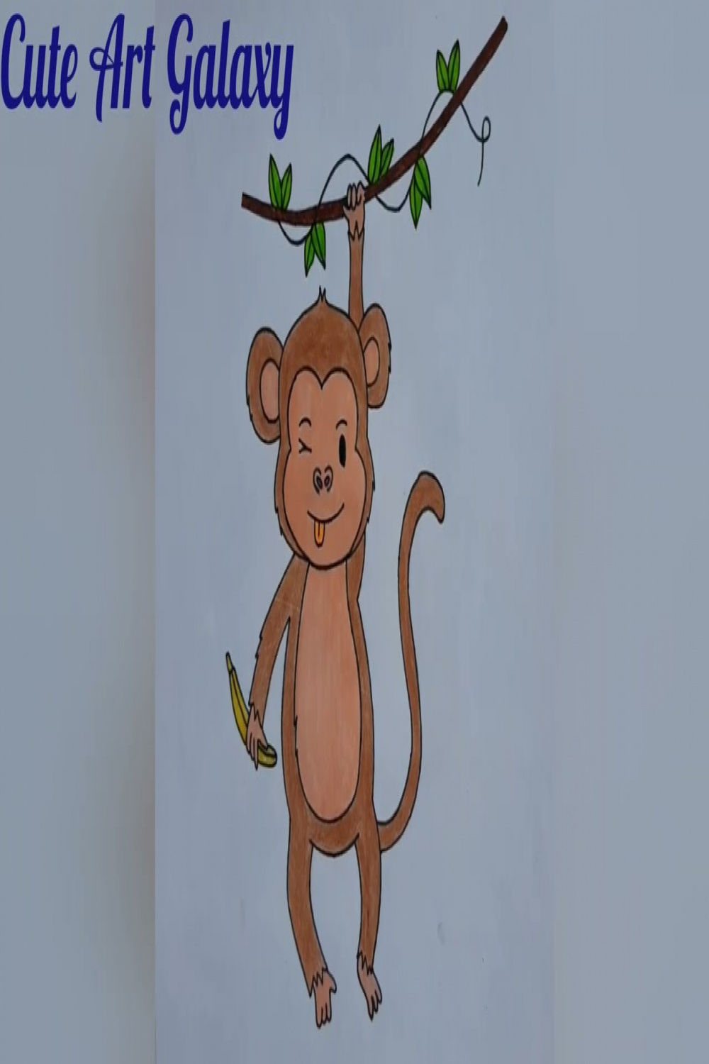 How to draw a Monkey hanging from a tree.