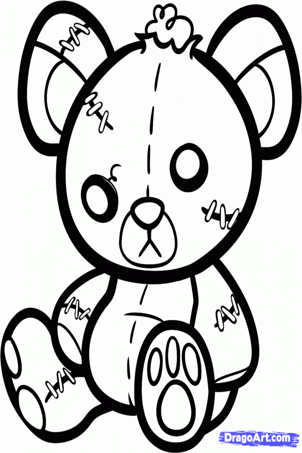 How to Draw a Stitched Teddy Bear  Teddy bear drawing, Teddy bear