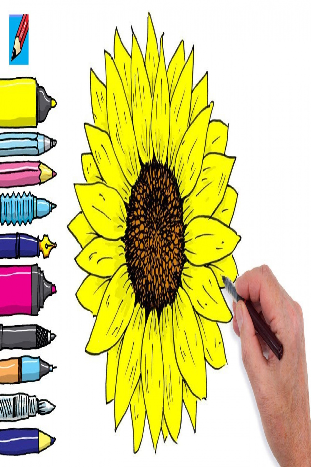 How to draw a Sunflower Real Easy - Step By Step Instructions