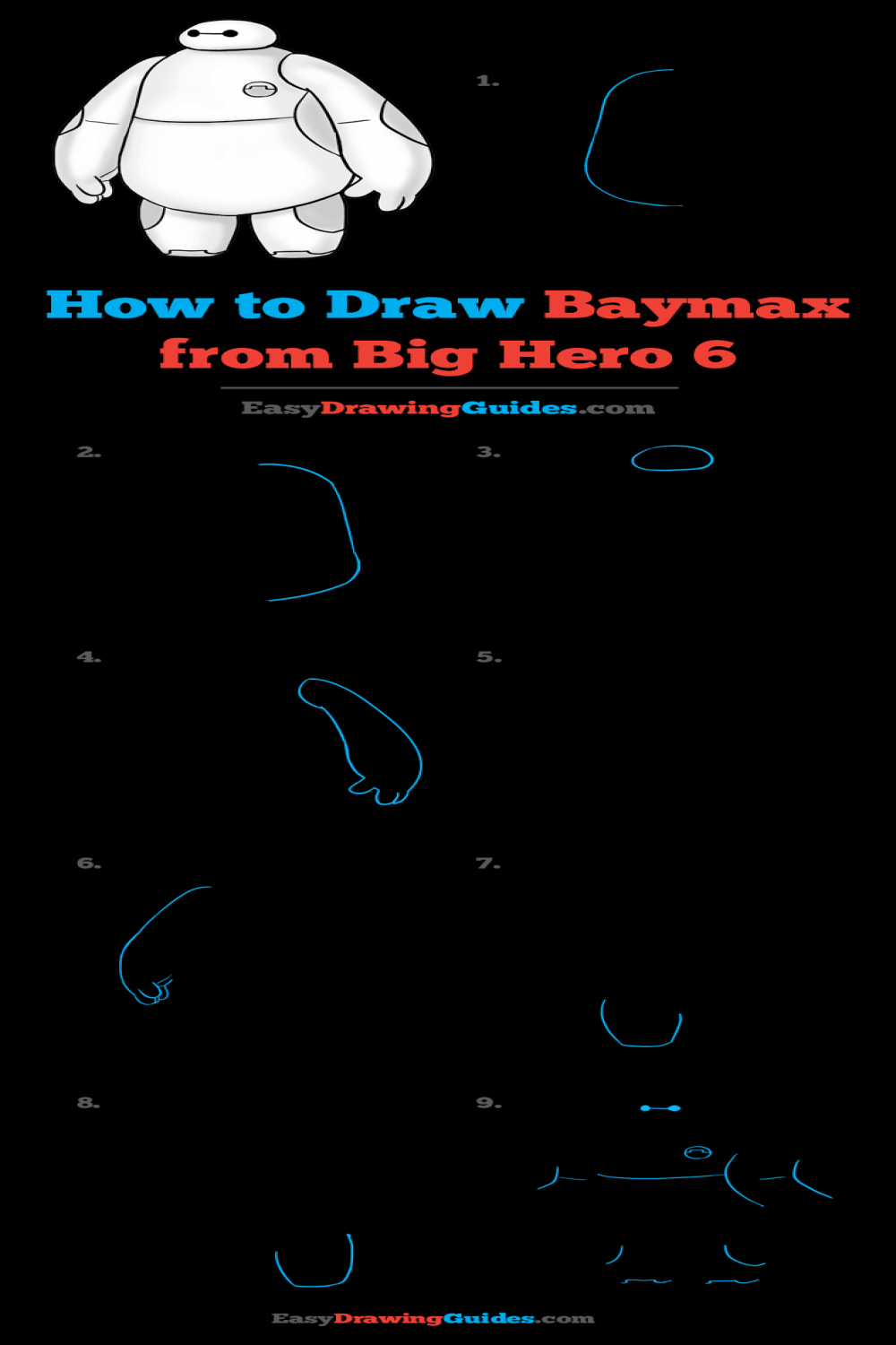 How to Draw Baymax from Big Hero  - Really Easy Drawing Tutorial