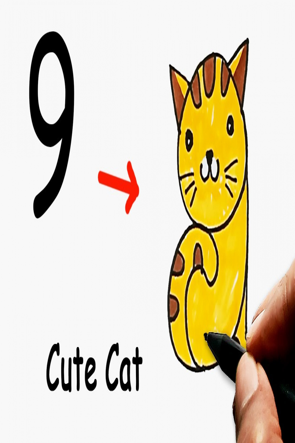 How to Draw Cat Using Number   How to Turn Number  into a Cute Cat   Easy Drawing Step by Step