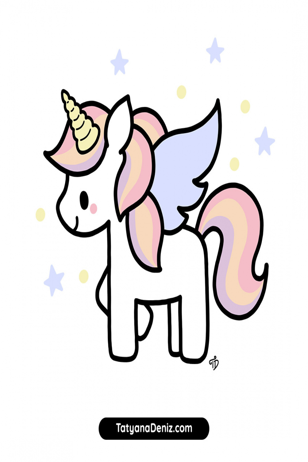 How to draw cute and easy kawaii unicorn step-by-step