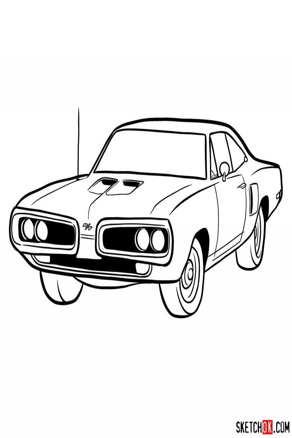 How to draw  Dodge Coronet RT-  Dodge super bee, Car