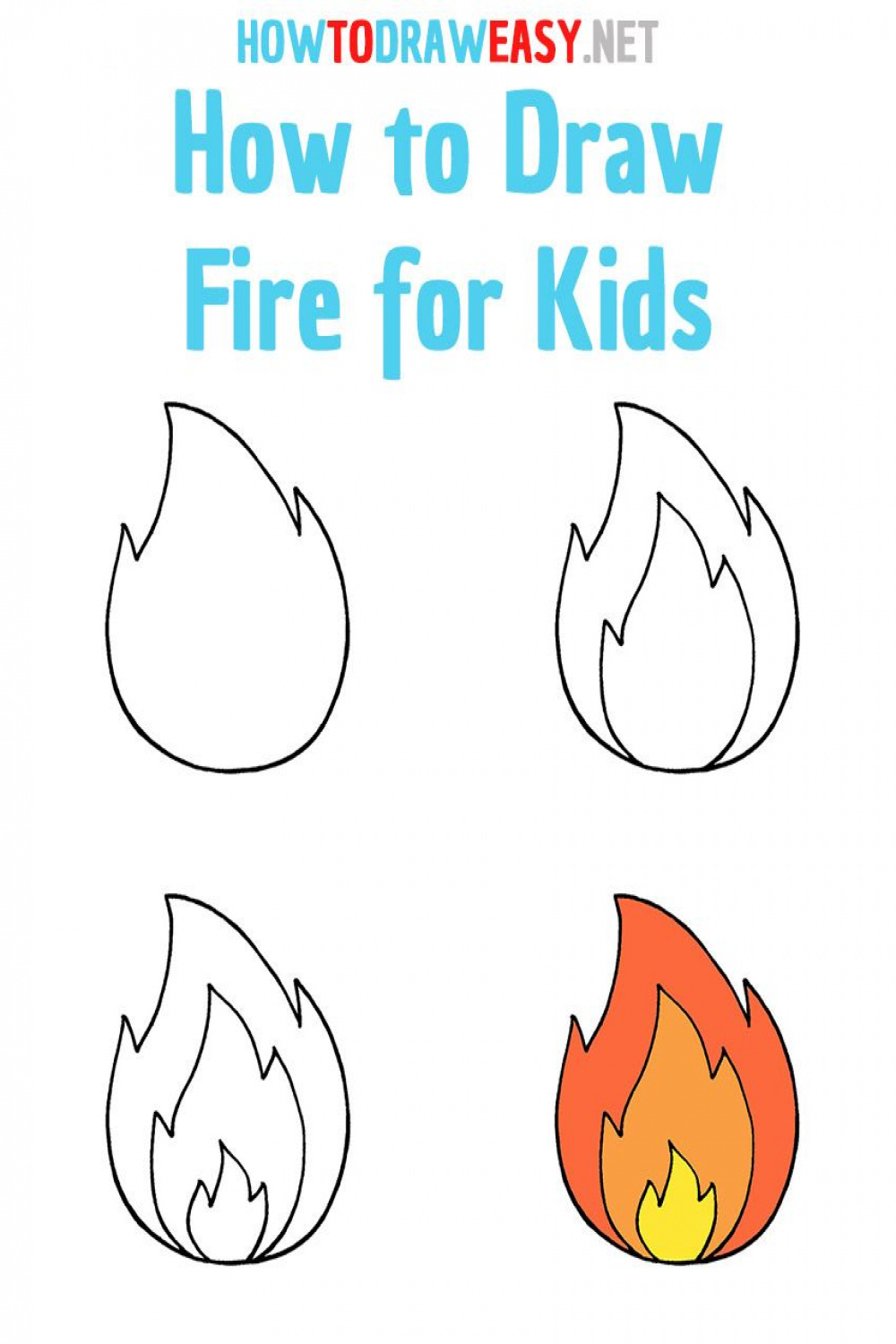 How to Draw Fire Step by Step  Drawing lessons for kids, Fire