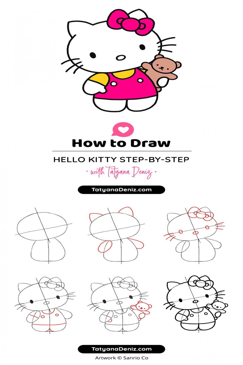 How to draw Hello Kitty step-by-step simple and easy  Kitty