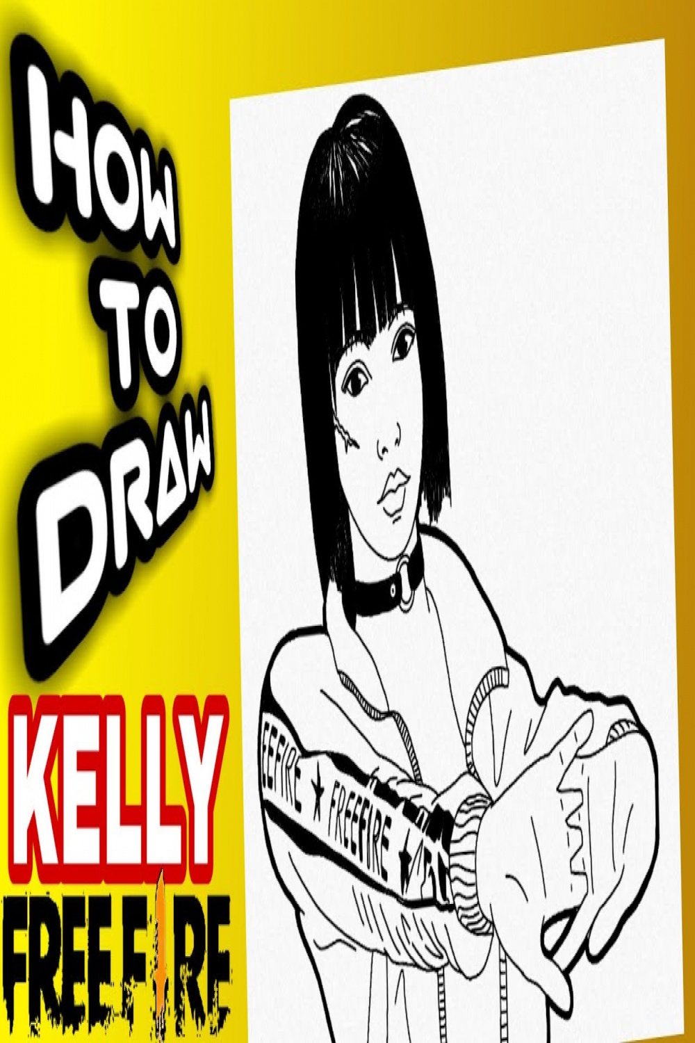 HOW TO DRAW KELLY  FREE FIRE  STEP BY STEP  EASY  FREE FIRE DRAWINGS   como dibujar a kelly