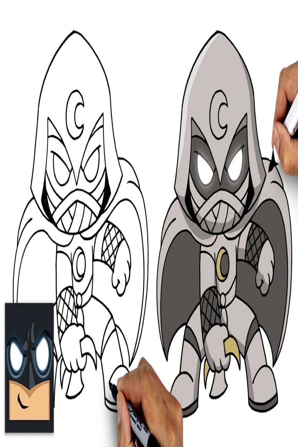 How To Draw Moon Knight  Beginners Drawing Tutorial (Step by Step)