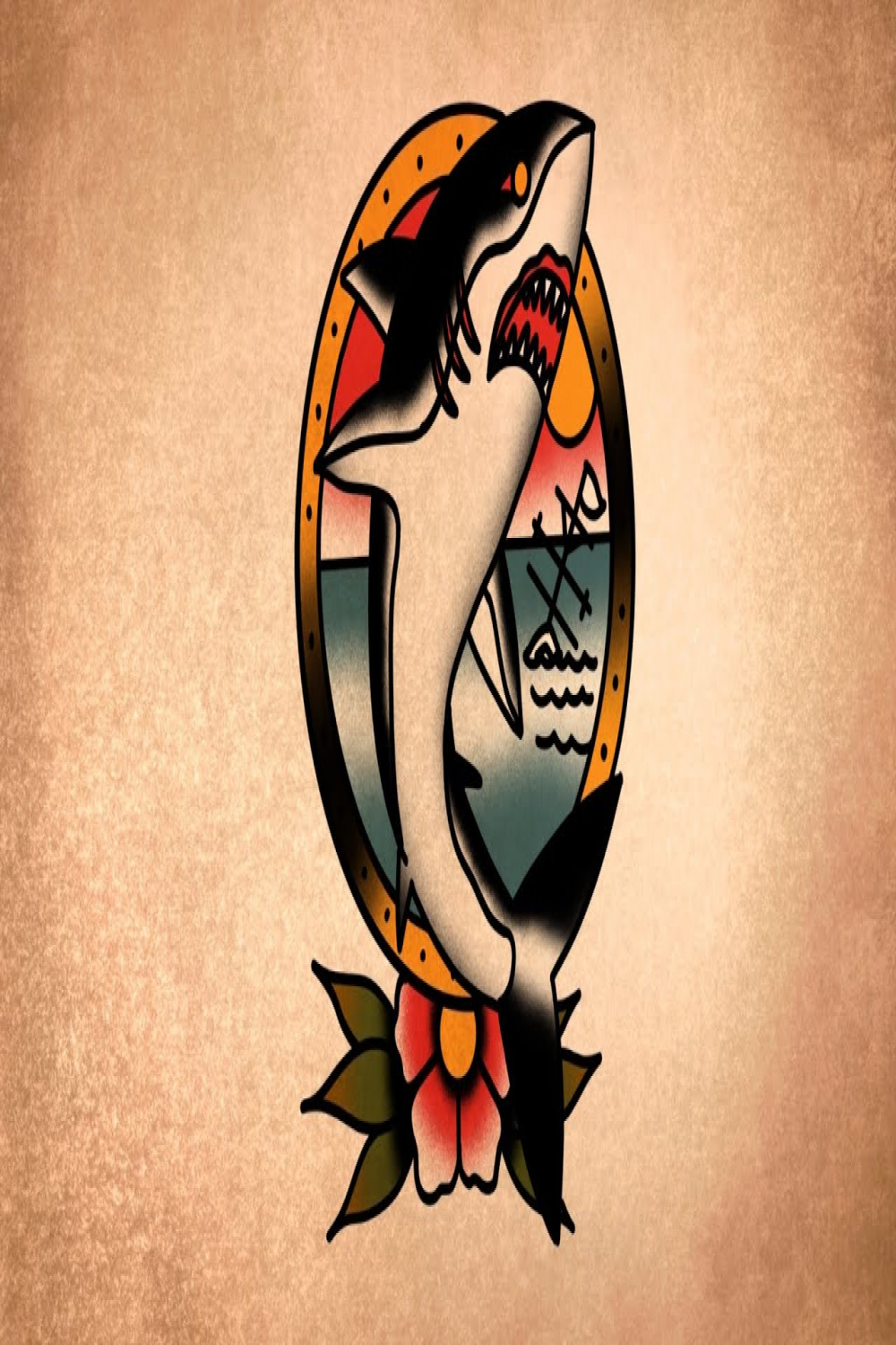 How to draw Old School Shark Tattoo